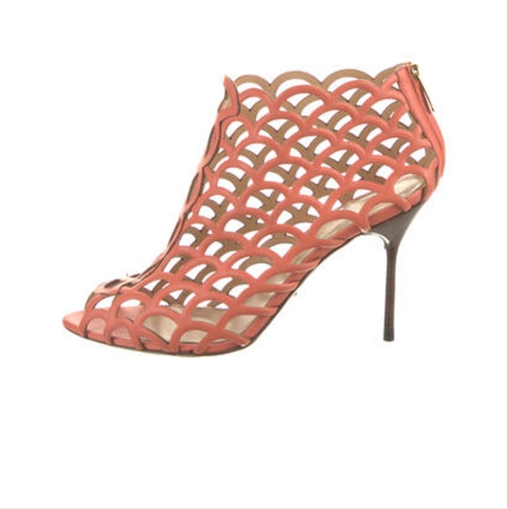 Sergio Rossi Orange Leather Mermaid Stilletto Heels Sandals EUC Size 40 9